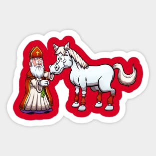 Saint Nicholas Feeding His Horse Sticker